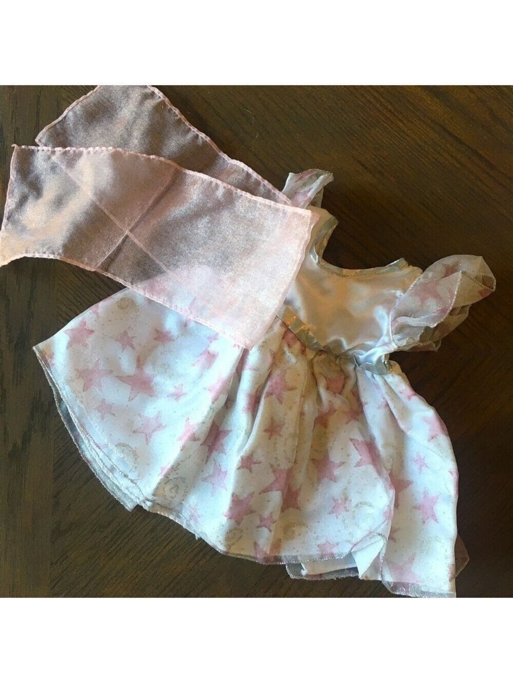 Build-a-Bear Workshop star print pink and white princess dress and scarf set
